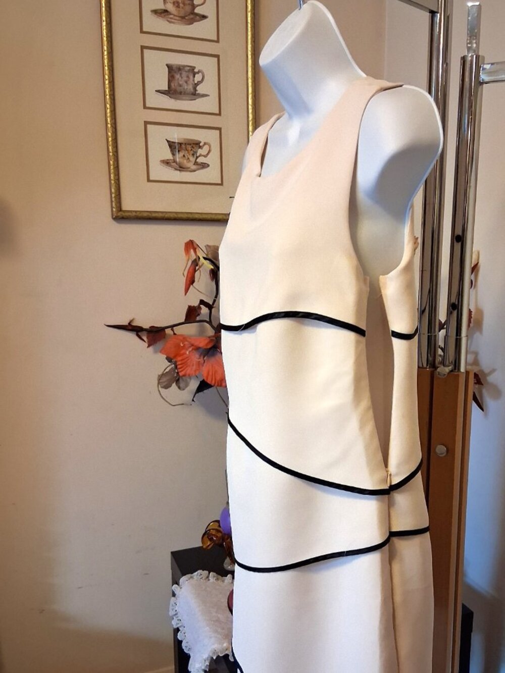 NWOT RINASCIMENTO Unique Well Tailored Artistic Design White Tiered Dress 10 - Picture 5 of 12